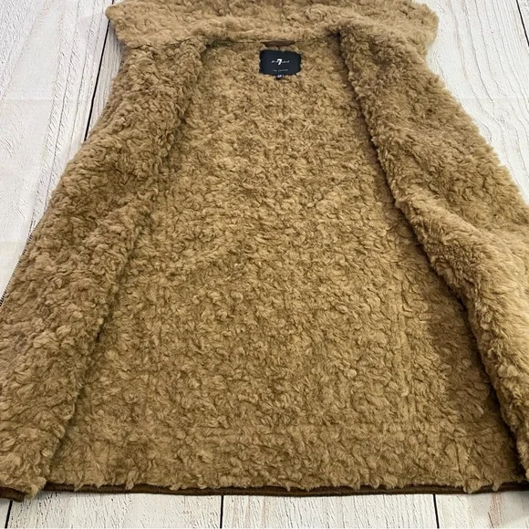 7 For All Mankind Brown Faux Leather Vest with Shearling Trim XS - Picture 5 of 14